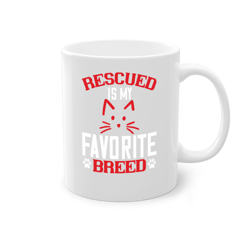 rescued is my favorite breed Style 114#- cat-Mug / Coffee Cup
