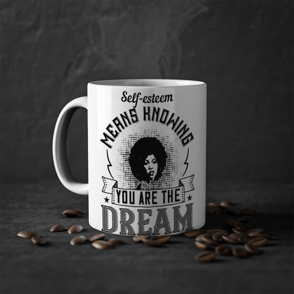 Selfesteem means knowing you are the dream Style 18#- Afro - Black-Mug / Coffee Cup