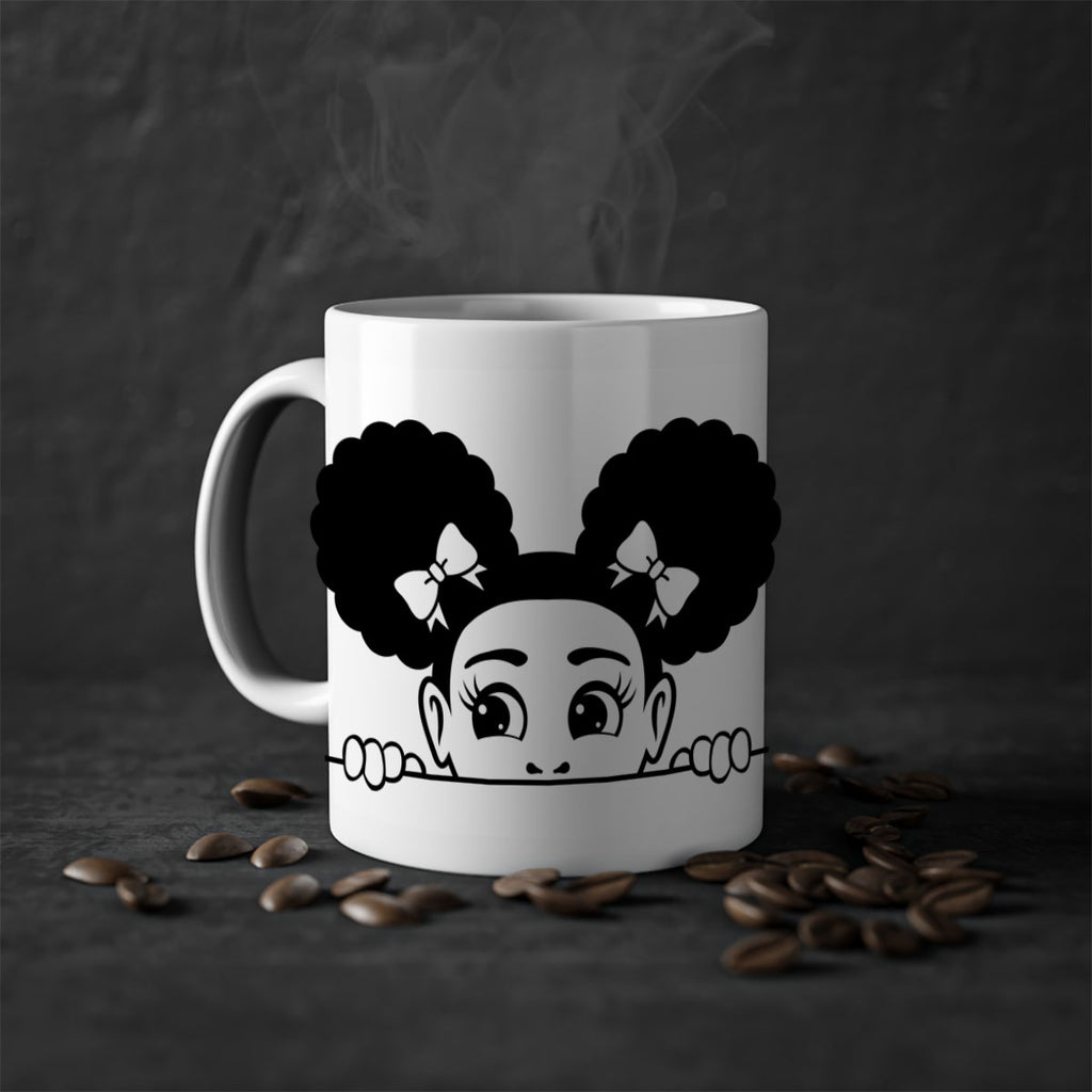 afro puffs girl peekaboo 81#- Black women - Girls-Mug / Coffee Cup