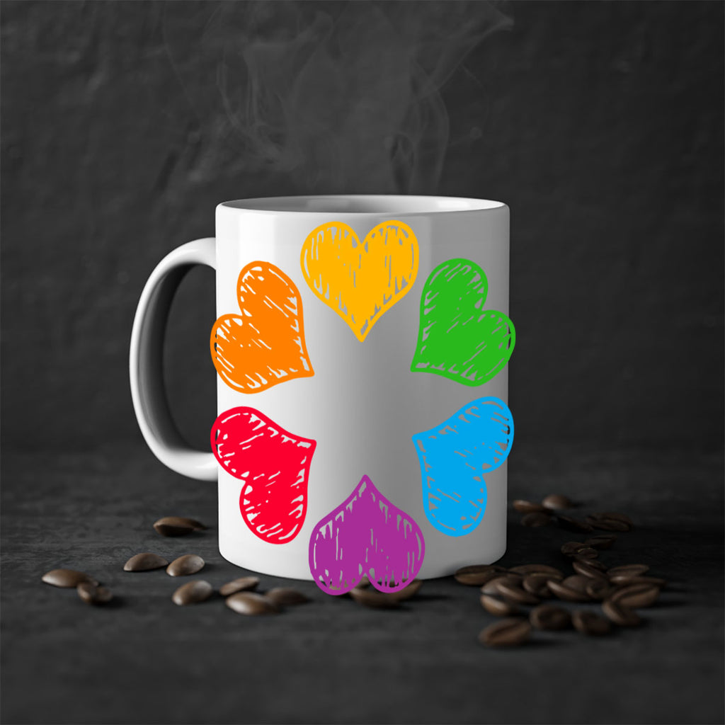 rainbow circle of hearts pride lgbt 32#- lgbt-Mug / Coffee Cup