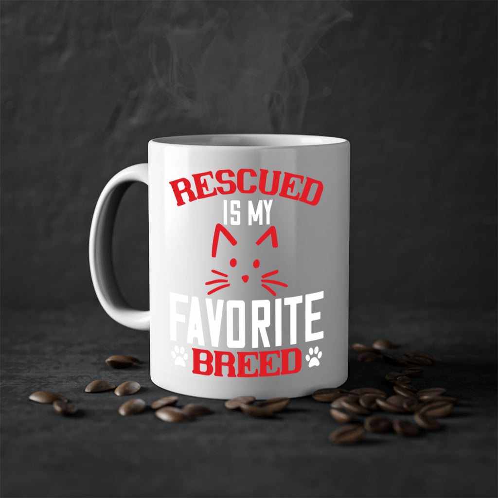 rescued is my favorite breed Style 114#- cat-Mug / Coffee Cup