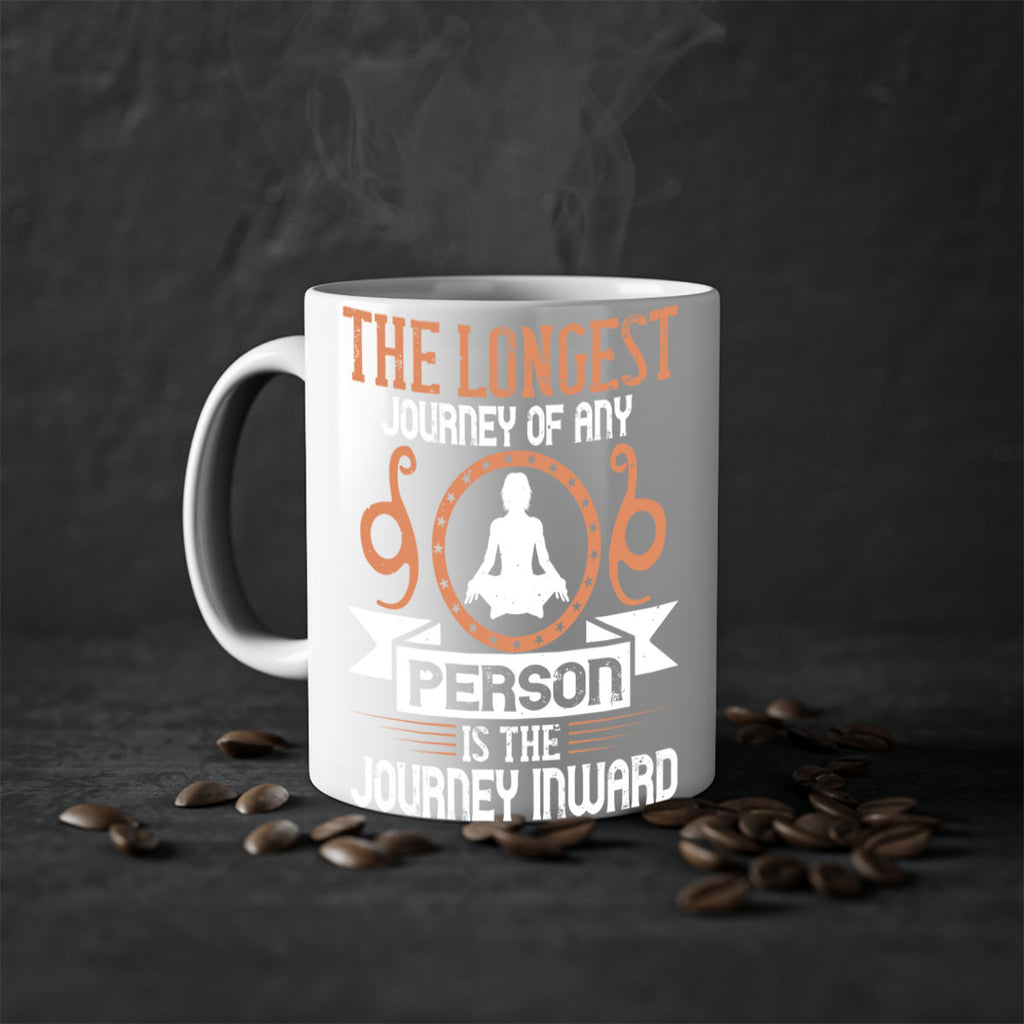the longest journey of any person is the journey inward 58#- yoga-Mug / Coffee Cup